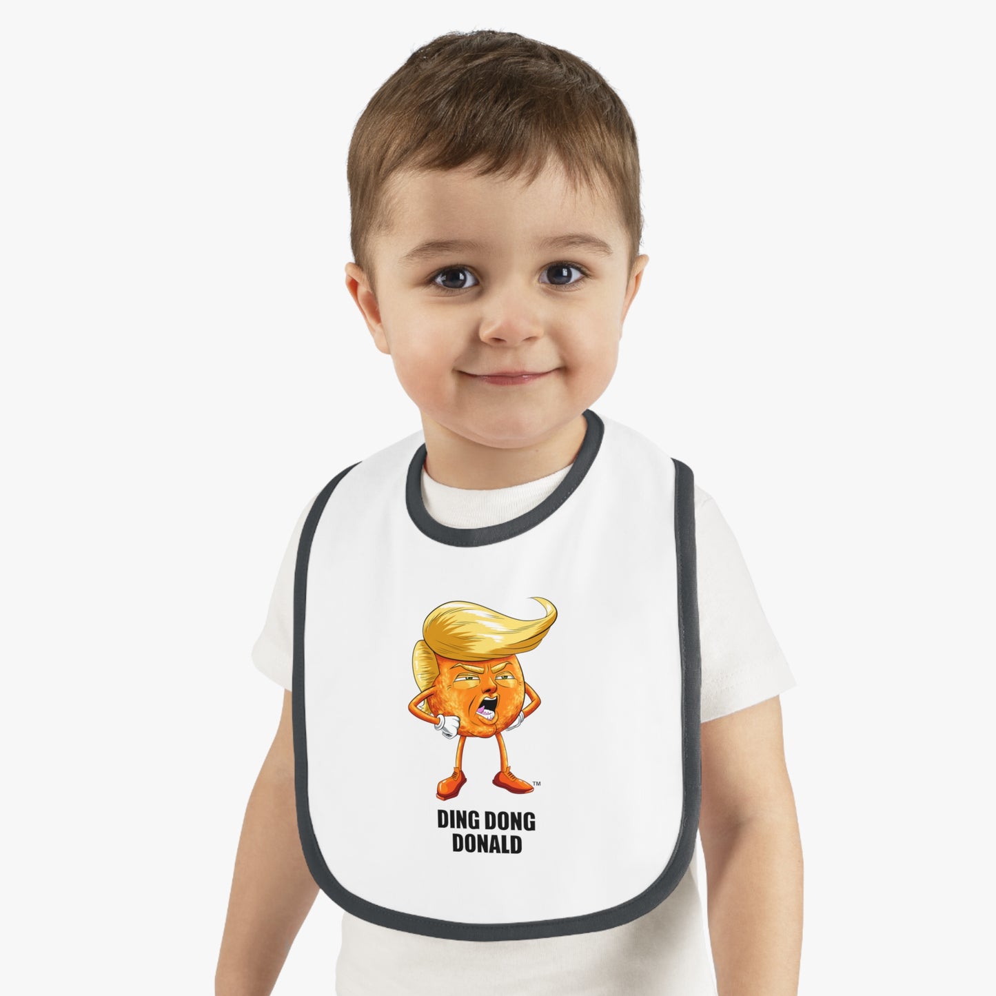 Funny Baby Bib - Ding Dong Donald, Cute Gift for Baby Showers, Foodie Bib, Baby Gift, Toddler Bib, Funny Parenting Humor