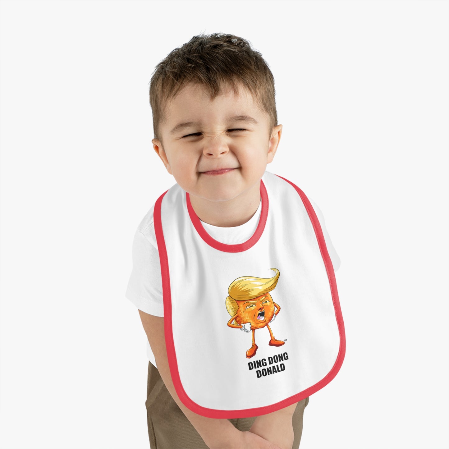 Funny Baby Bib - Ding Dong Donald, Cute Gift for Baby Showers, Foodie Bib, Baby Gift, Toddler Bib, Funny Parenting Humor