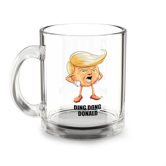 Ding Dong Donald Glass Mug, Gift for Friends, Funny Coffee Cup, Political Party Favor