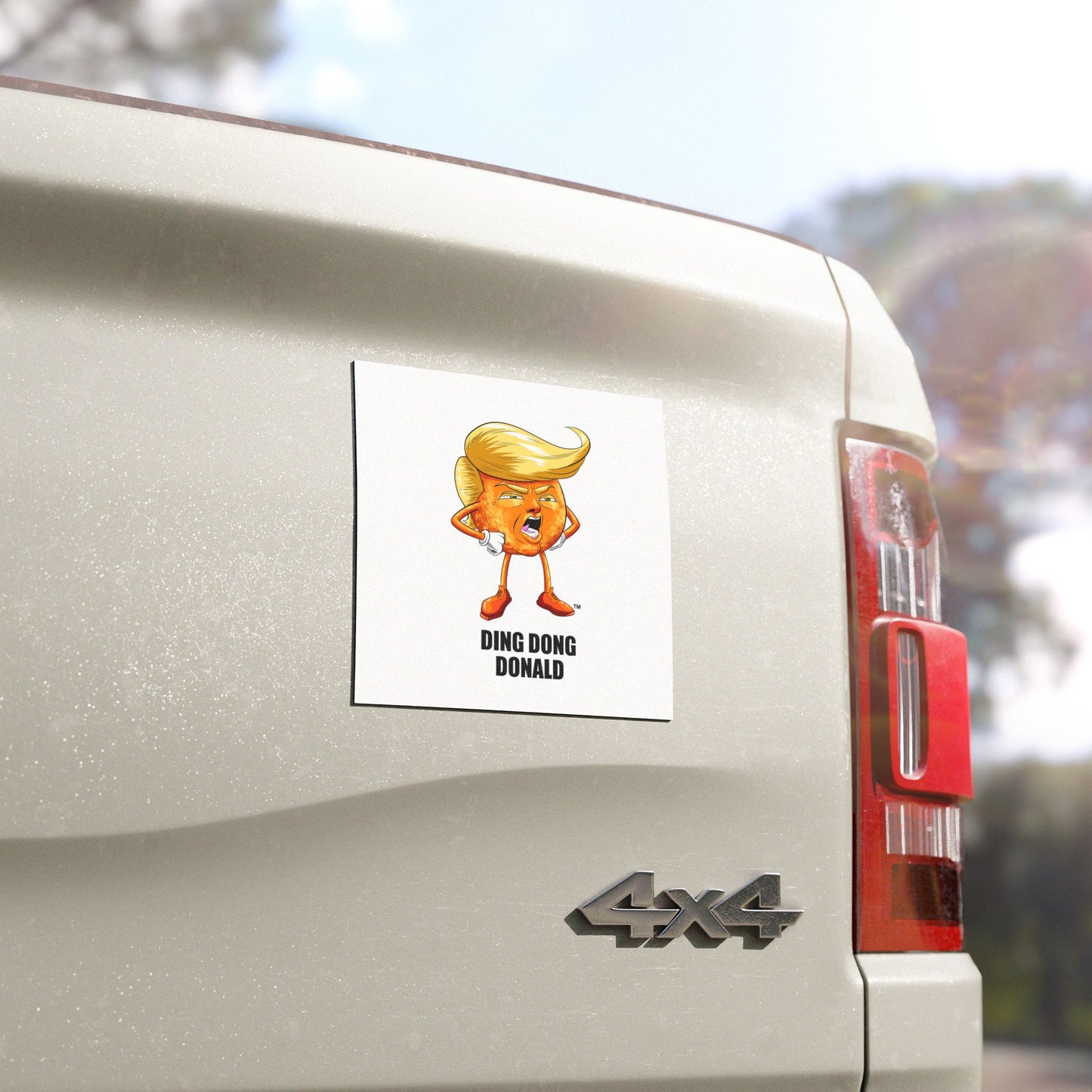 Funny Car Magnet with Ding Dong Donald Design. Express your feelings.