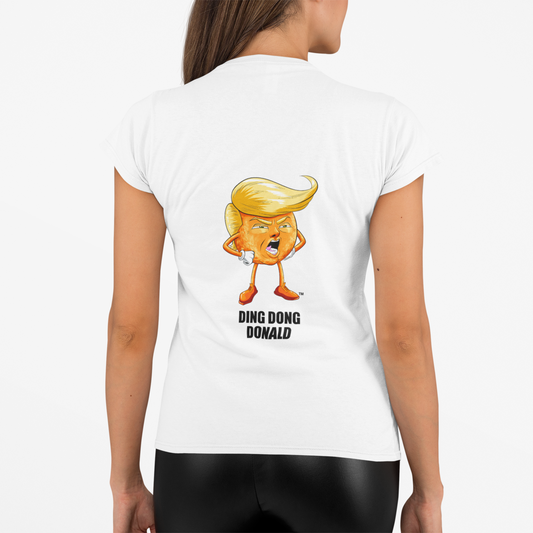 Ding Dong Donald V-Neck Tee, Funny Graphic Shirt, Unisex Humor Top, Gag Gift, Political Merchandise, Casual Wear
