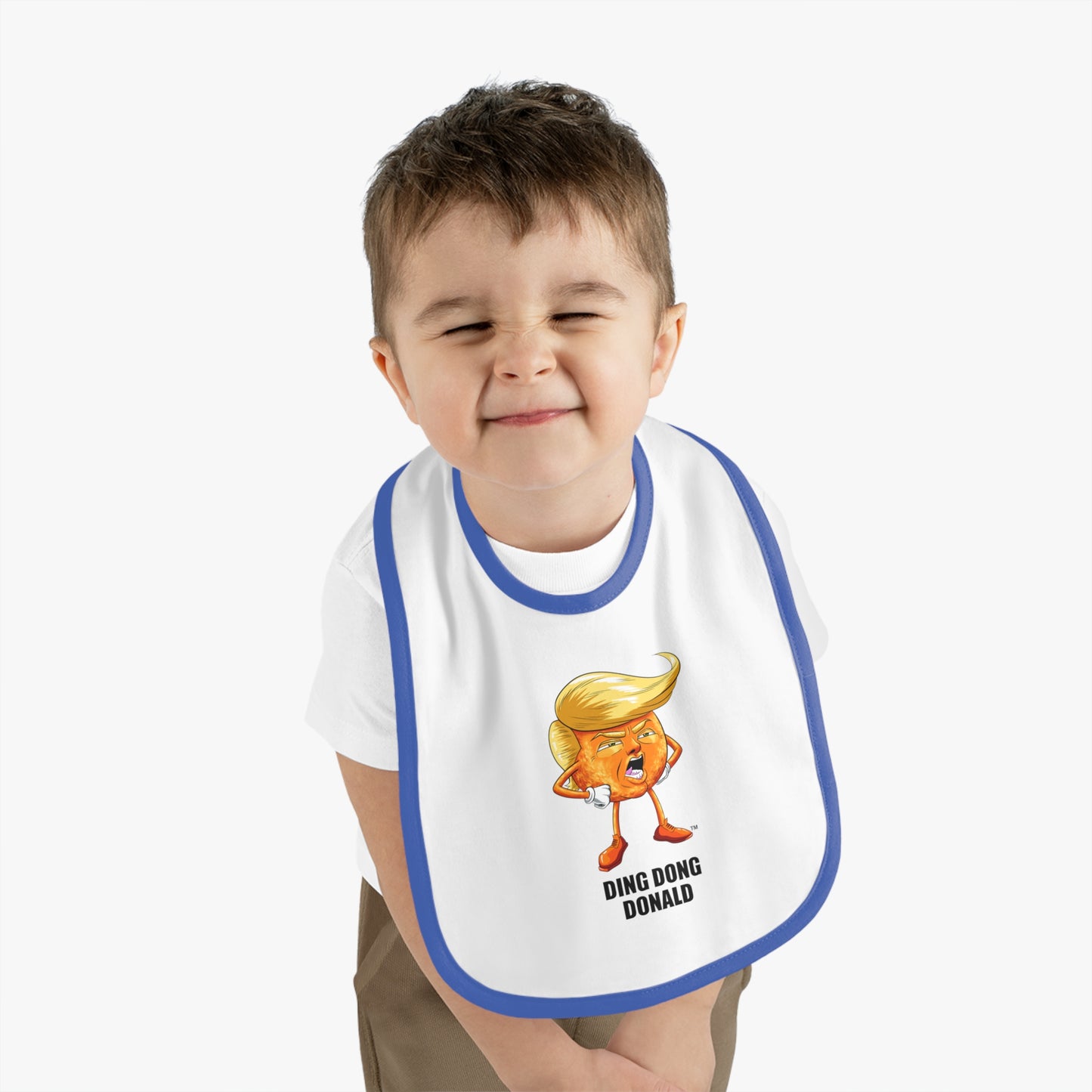 Funny Baby Bib - Ding Dong Donald, Cute Gift for Baby Showers, Foodie Bib, Baby Gift, Toddler Bib, Funny Parenting Humor