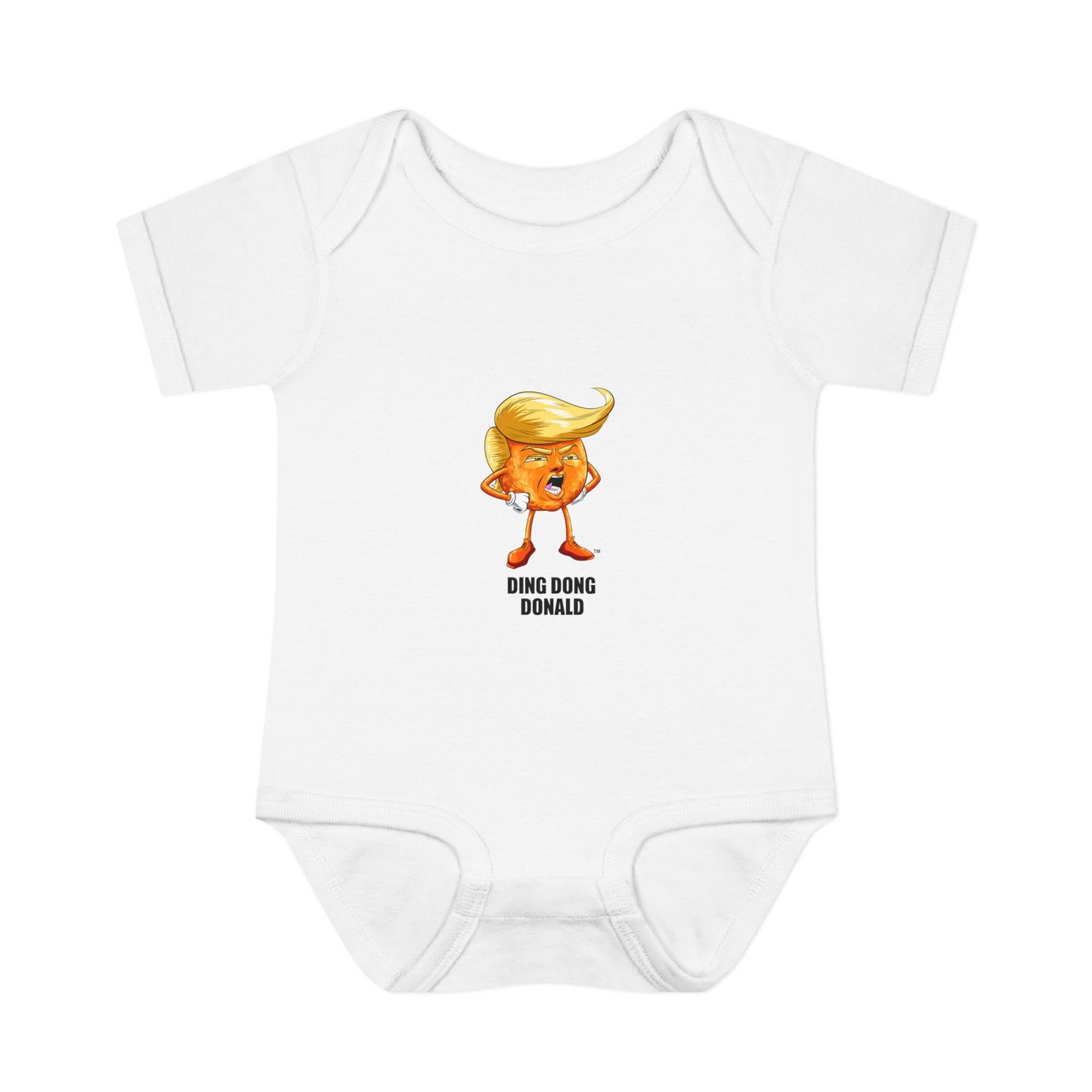 Funny Baby Bodysuit with 'Ding Dong Donald' Design, Infant Gift, Cartoon Humor, Baby Shower, Birthday Outfit, Playful Parenting