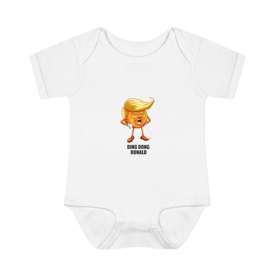 Funny Baby Bodysuit with 'Ding Dong Donald' Design, Infant Gift, Cartoon Humor, Baby Shower, Birthday Outfit, Playful Parenting