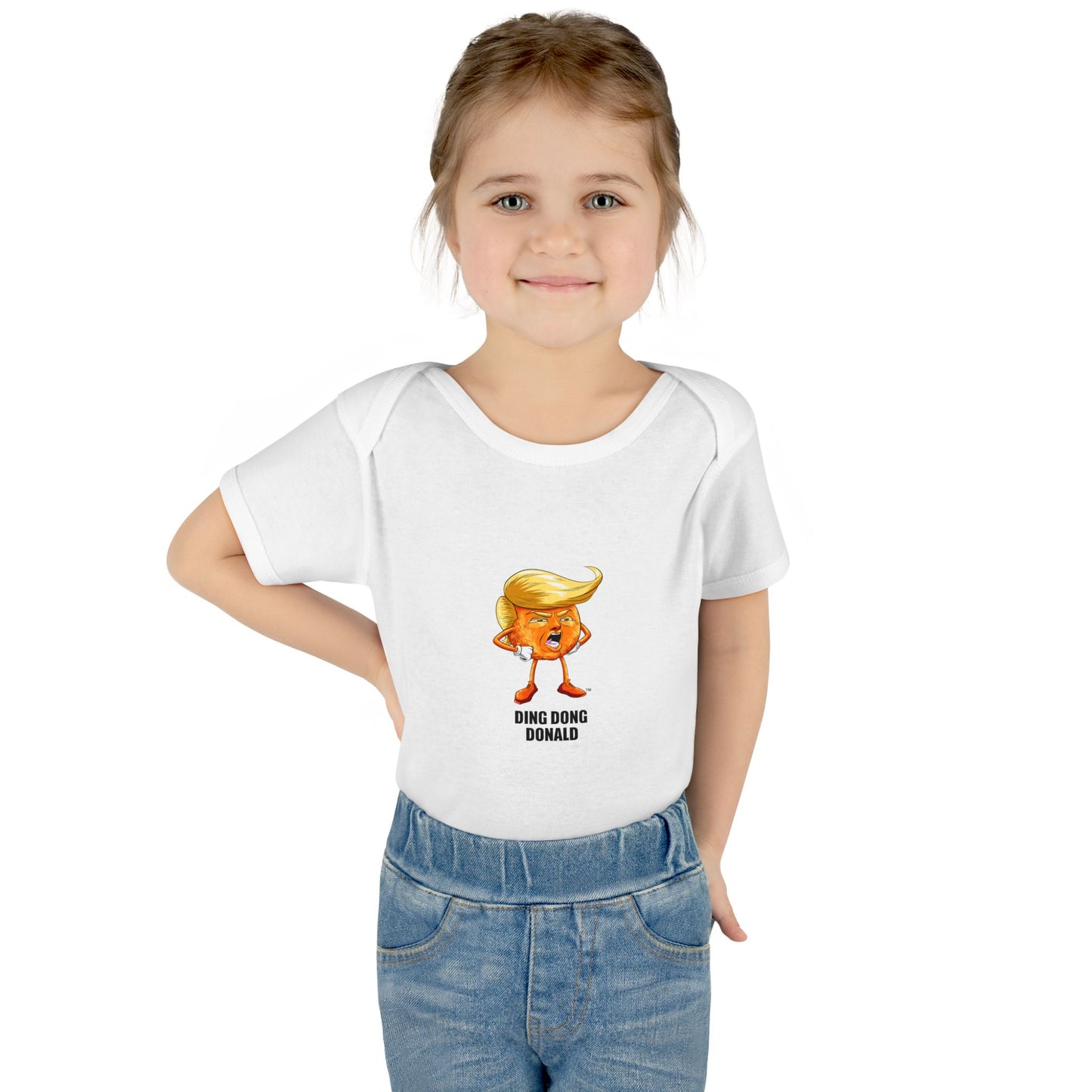 Funny Baby Bodysuit with 'Ding Dong Donald' Design, Infant Gift, Cartoon Humor, Baby Shower, Birthday Outfit, Playful Parenting