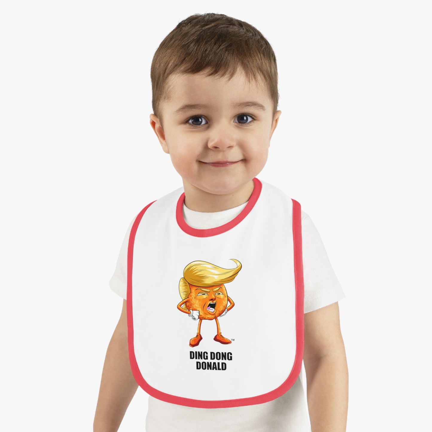 Funny Baby Bib - Ding Dong Donald, Cute Gift for Baby Showers, Foodie Bib, Baby Gift, Toddler Bib, Funny Parenting Humor