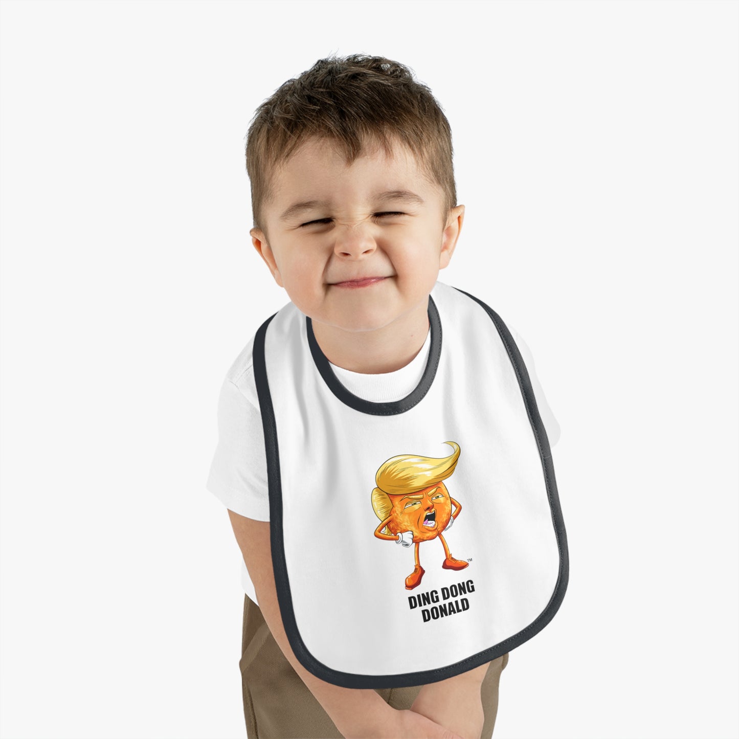 Funny Baby Bib - Ding Dong Donald, Cute Gift for Baby Showers, Foodie Bib, Baby Gift, Toddler Bib, Funny Parenting Humor